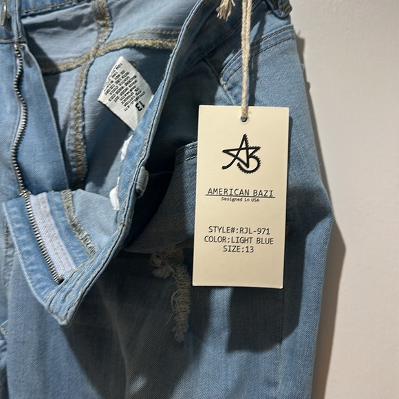 NEW w/tags American Bazi skinny low rise light blue wash denim jeans size 13 - Picture 7 of 12